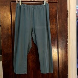 FLAX Pull-On Elastic Waist Cotton/Spandex Blue/Faded Teal Capri Pants L